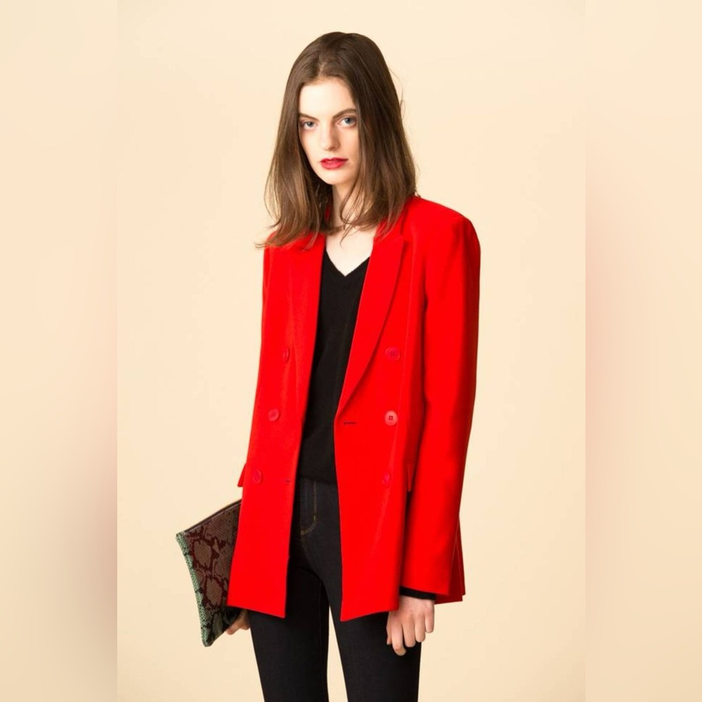 Tibi Steward Double Breasted Blazer Red Size 6